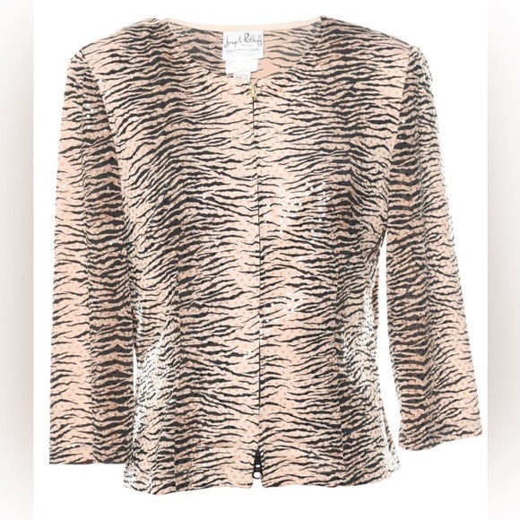 Vintage Joseph Ribkoff size 6 Front Zip Sequin Top - Picture 4 of 16